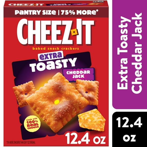 Pack of 2 Cheez-It Extra Toasty Cheddar Jack Cheese Crackers, 12.4 oz (Package May Vary)