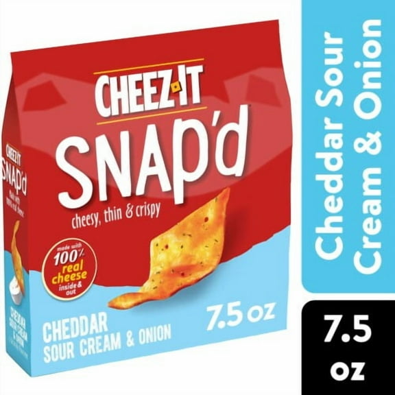 Cheez-It Snapd Cheese Cracker Chips, Thin Crisps, Lunch Snacks, Cheddar Sour Cream And Onion, 7.5Oz Bag (1 Bag) Packaging May Vary - Pack of 2