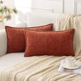 thumbnail image 1 of Pack of 2 Chenille Throw Pillow Covers for Couch Sofa Bed Boho Home Decor, 20x12 inch, Orange, 1 of 8