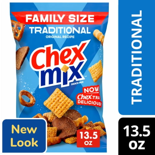 Chex Mix Traditional Savory Snack Mix, Family Size, 13.5 Oz - Pack of 2