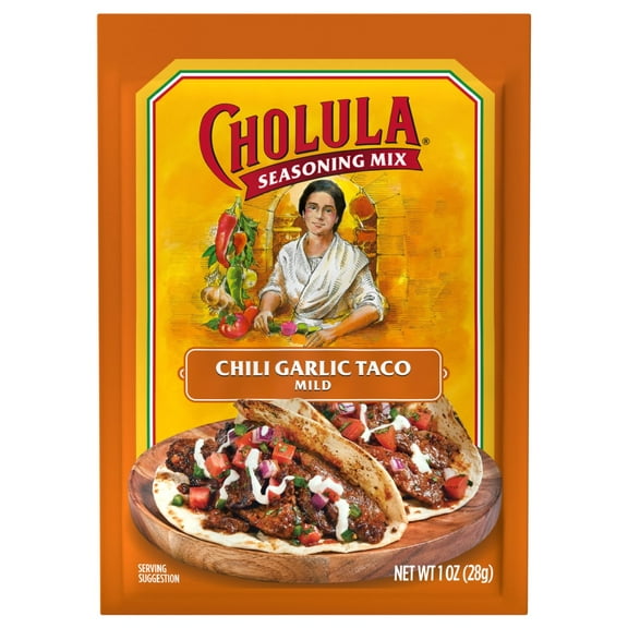 Pack of 2 Cholula Chili Garlic Taco Mild Seasoning Mix, 1 oz (Package May Vary)