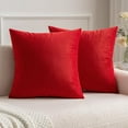 thumbnail image 1 of Pack of 2 Christmas Bright Red Velvet Throw Pillow Covers 18x18 Inch Soft Solid Decorative Square Cushion Cases for Couch Sofa Bedroom, 1 of 6