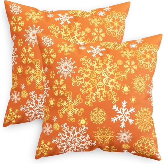 Pack of 2 Christmas Cozy Fleece Snowflakes Both Sides Throw Pillow Cases Cushion Covers for Couch Bed Sofa Burnt Orange