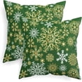 thumbnail image 1 of Pack of 2 Christmas Cozy Fleece Snowflakes Both Sides Throw Pillow Cases Cushion Covers for Couch Bed Sofa Christmas Green, 1 of 7