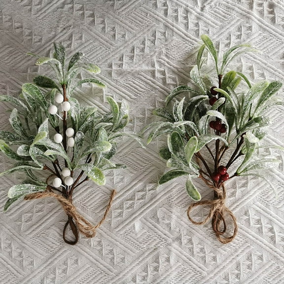 Pack of 2 Christmas Mistletoe Branch with Berries Christmas Branch Xmas Mistletoe Pick Mistletoe Branch for Door  Decoration
