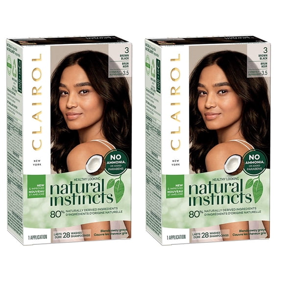 Pack of (2) Clairol Natural Instincts Non-Permanent Hair Color - 3 Brown Black - 1 Kit