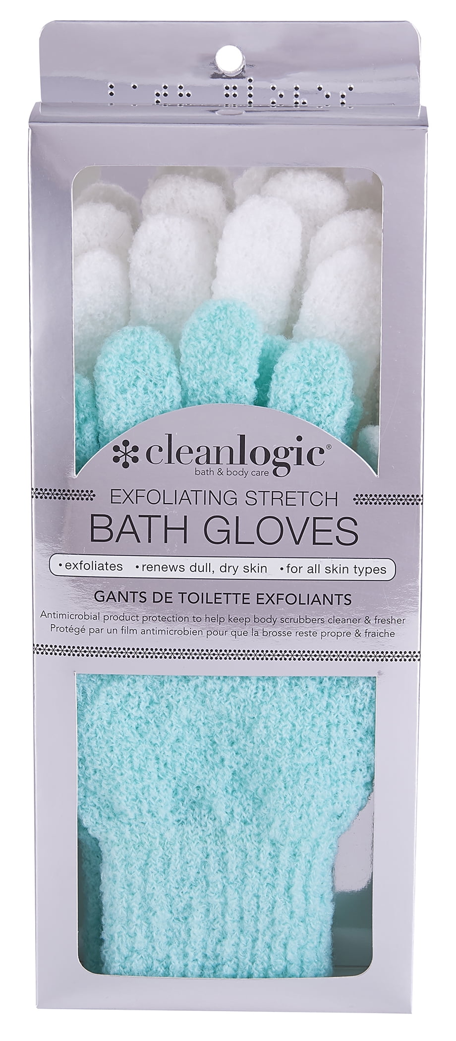 (Pack of 2) Cleanlogic Exfoliating Stretch Bath Gloves, Green