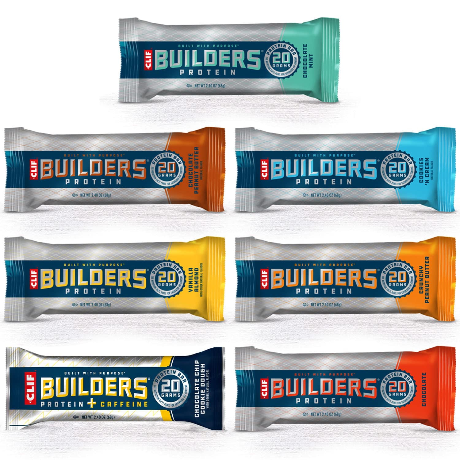 Pack of 2 - Clif Bar - Builders Protein Bar Variety Pack, 20G Of Protein, Gluten-Free, Non-Gmo, Low Glycemic, 33.6 Ounce