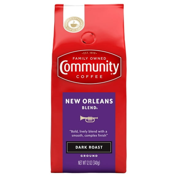 Pack of 2 Community Coffee New Orleans Blend Dark Roast Ground Coffee, 12 oz (Package May Vary)