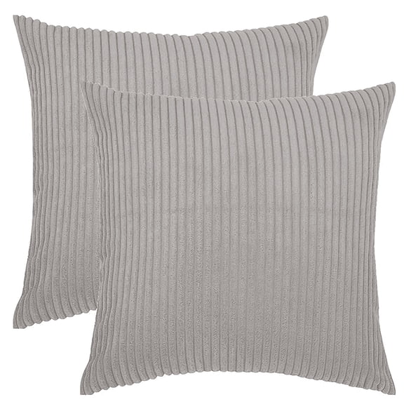 Pack of 2 Corduroy 3D Striped Pillow Covers Soft Soild Cushion Cases, Decorative Square Throw Pillow Covers 18 x 18 Inch Pillowcases for Sofa Bedroom