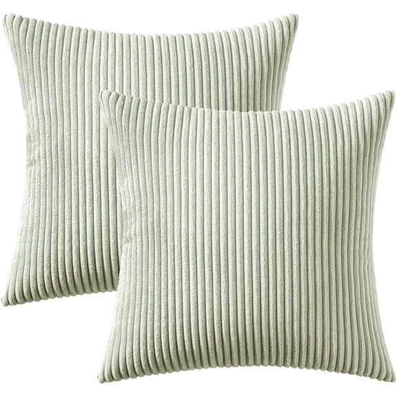 Pack of 2 Corduroy 3D Striped Pillow Covers Soft Soild Cushion Cases, Decorative Square Throw Pillow Covers 18 x 18 Inch Pillowcases for Sofa Bedroom
