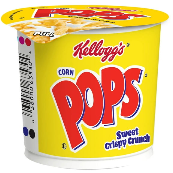 Kellogg's Corn Pops Cold Breakfast Cereal Cup, 8 Vitamins and Minerals, 1 Serve, Original,favorit, 1.5oz Cup, 1 cup,2 Pack
