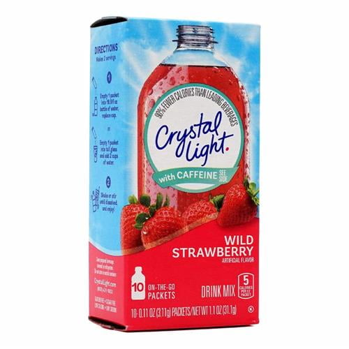 Pack of 2 - Crystal Light Sugar-Free Wild Strawberry Drink Mix With Caffeine (10 On-The-Go Packets) Packaging May Vary