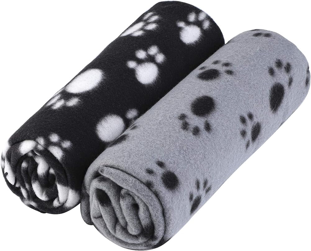 Pack of 2 Cute Paw Print Blanket Puppy Dog Blanket Pet Blankets Small