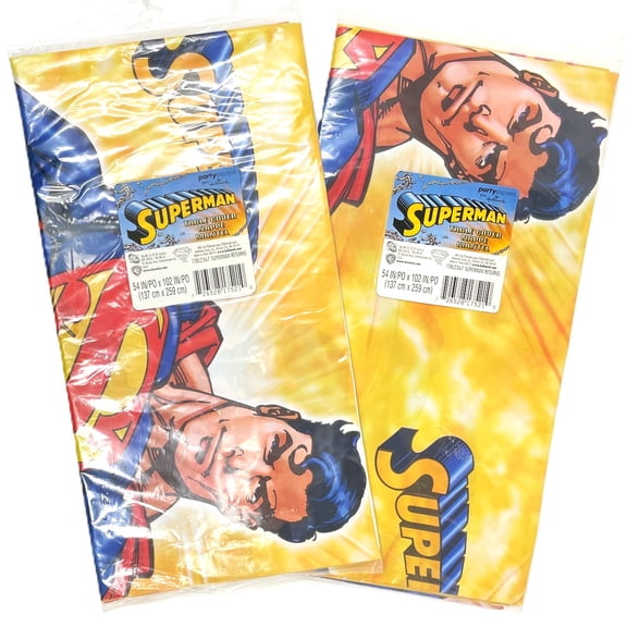 Pack of 2 - DC Comics Superman Party Waterproof Tablecover Decoration - Extra Long 54" X 102" - Pack of 2