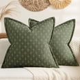 thumbnail image 1 of Pack of 2 Decorative Burlap Linen Throw Pillow Covers for Sofa Couch Bed, 18x18 inch, Green, 1 of 6