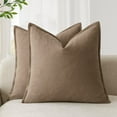 thumbnail image 1 of Pack of 2 Decorative Linen Soild Throw Pillow Covers for Couch Sofa Bedroom 18x18 inch, Hazel, 1 of 7
