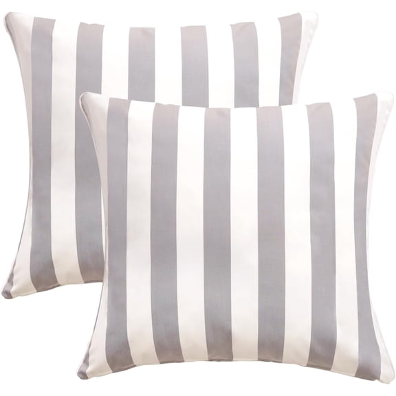 Pack of 2 Decorative Outdoor Throw Pillows 23" x 23" Square Garden Cushion for Patio Sofa Thick Cushion for Couch,Sofa,Grey Stripes