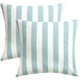 thumbnail image 1 of Pack of 2 Decorative Outdoor Throw Pillows 23" x 23" Square Garden Cushion for Patio Sofa Thick Cushion for Couch,Sofa,Light Blue Stripes, 1 of 7