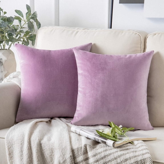Pack of 2 Decorative Throw Decorative Pillow Cover Soft Square Cushion Case for Couch Light Purple