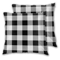 Pack of 2 Decorative Throw Pillow Covers Black White Plaid Square Cushion Case Pillow Cases Set 18"x18"