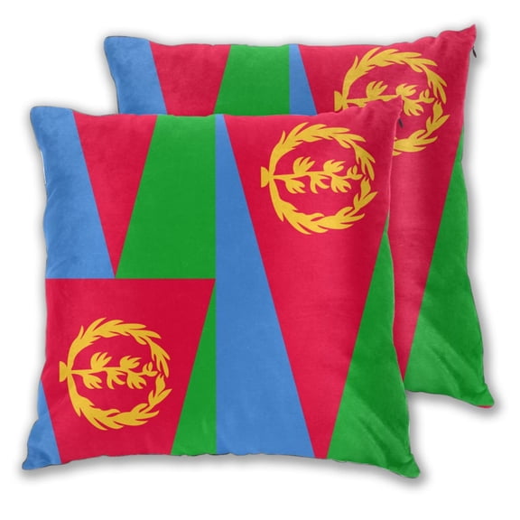 Pack of 2 Decorative Throw Pillow Covers Flag Of Eritrea Square Cushion Case Pillow Cases Set 22"x22"