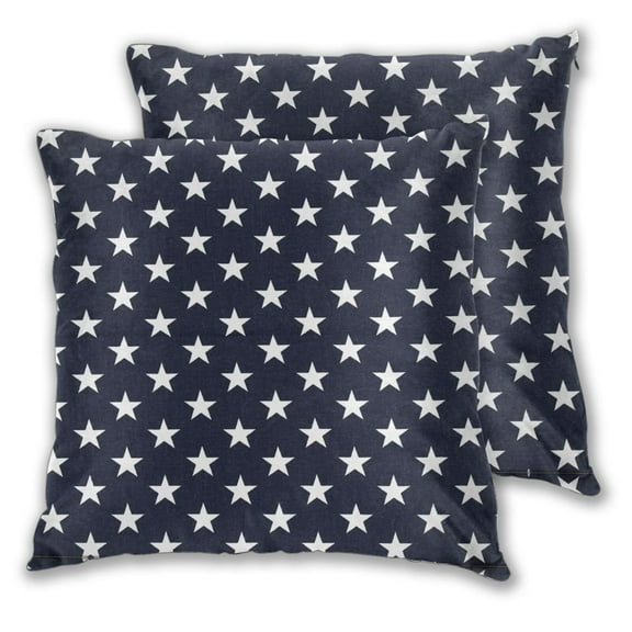 Pack of 2 Decorative Throw Pillow Covers Stars Navy Blue White Square Cushion Case Pillow Cases Set 18"x18"