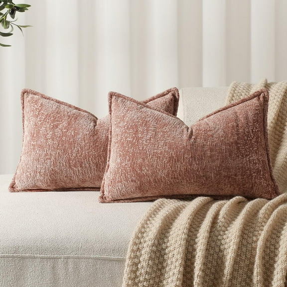 Pack of 2 Decorative Throw Pillow Covers for Home Decor Bed Sofa Living Room, 20x12 inch, Pink