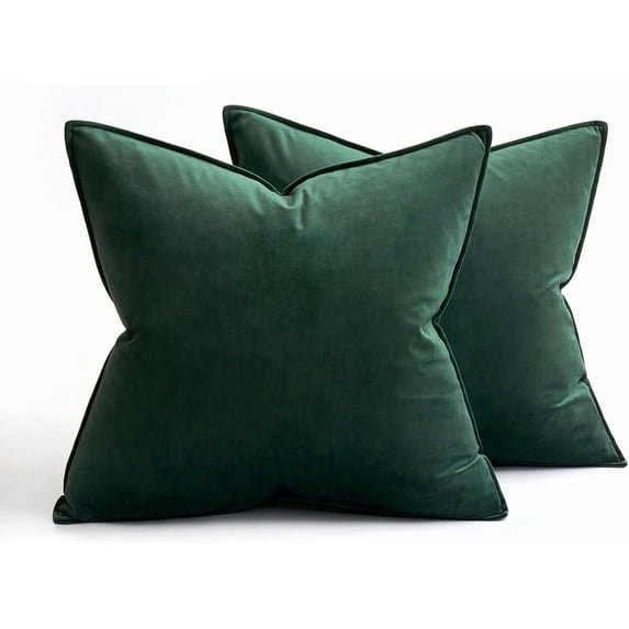 Pack of 2 Decorative Velvet Throw Pillow Cover Soft Army Green Pillow Cover Solid Square Cushion Case for Sofa Bedroom Car 18x18 Inch