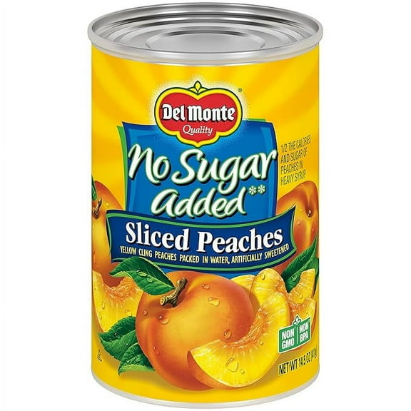 Pack of 2 Del Monte Canned Sliced Peaches in Sweet Water, No Sugar Added, 14.5 Ounce