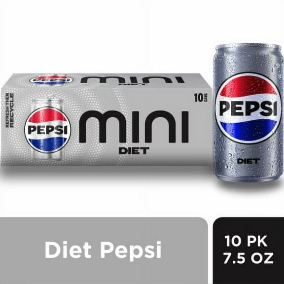 Diet Pepsi Cola Soda Pop Mini Cans 10 ct / 7.5 fl oz - Pack of 2
