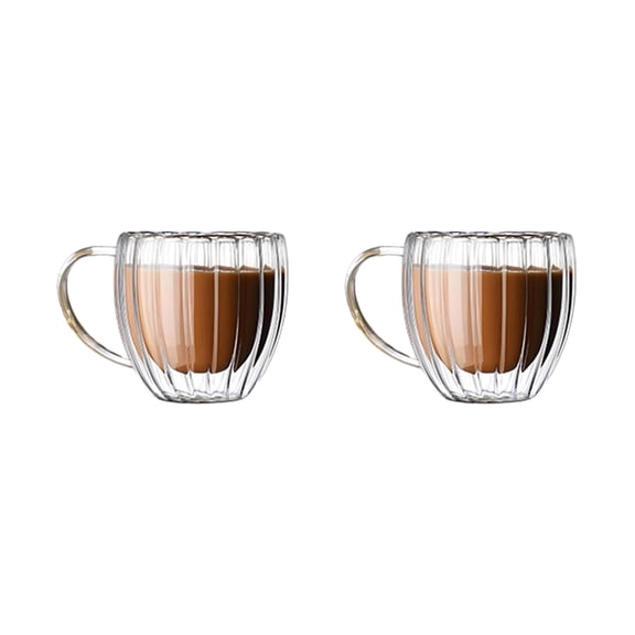 Pack of 2 Double Layer Borosilicate Glass Cup Heatproof and Easy to Clean Mugs for Everyday Use at Homes or Work
