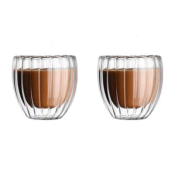 Pack of 2 Double Layer Borosilicate Glass Cup Heatproof and Easy to Clean Mugs for Everyday Use at Homes or Work