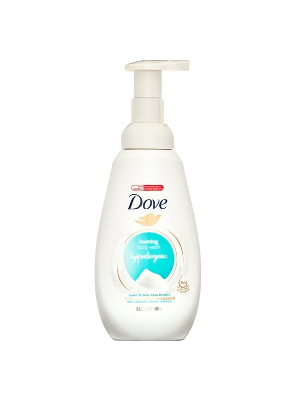 Pack of 2 Dove Foaming Long Lasting Hypoallergenic Women's Body Wash for Sensitive Skin, 13.5 fl oz