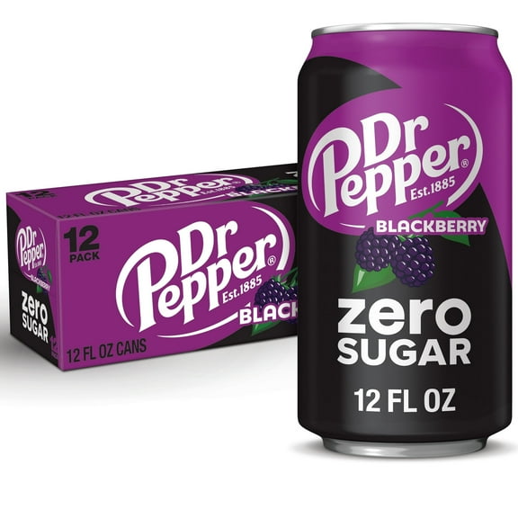(Pack of 2) Dr Pepper Blackberry Zero Sugar Soda Pop, 12 fl oz, 12 Pack Cans