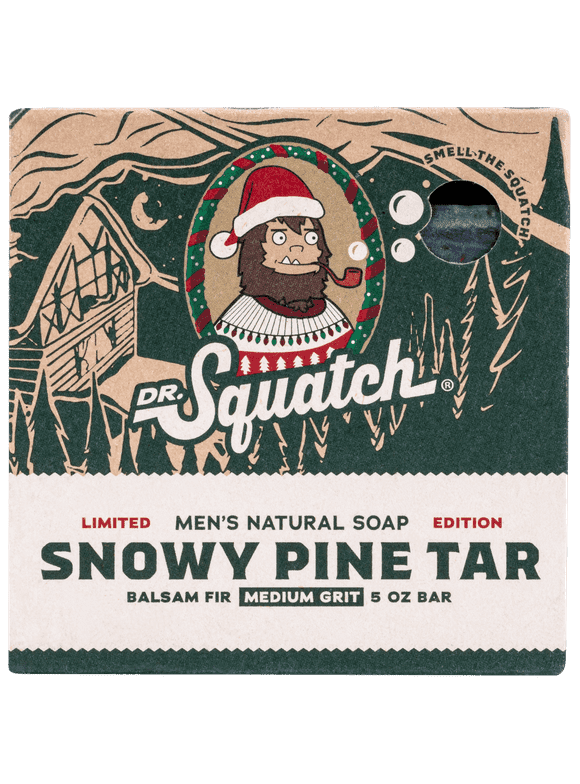 Pack of 2 Dr. Squatch Natural Bar Soap for All Skin Types, Snowy Pine Tar, 5 oz