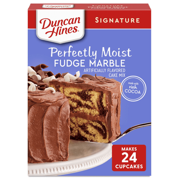 Pack of 2  Duncan Hines Signature Perfectly Moist Fudge Marble Cake Mix, 15.25 oz