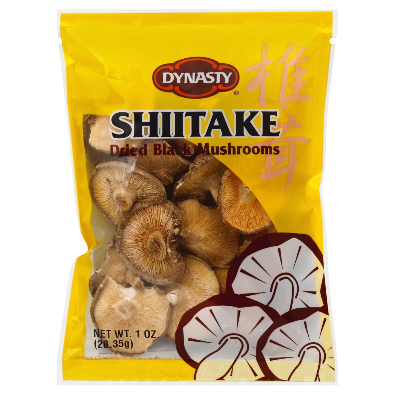 Pack of 2 Dynasty Shiitake Dried Black Mushrooms, 1 oz (Package May Vary)