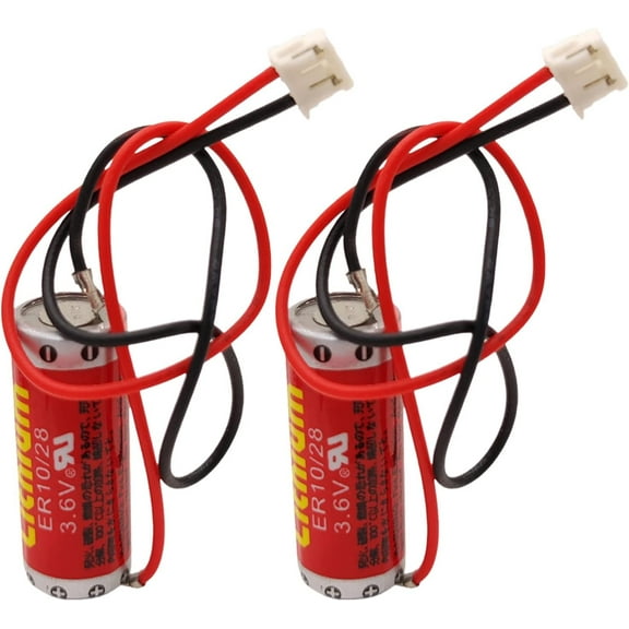 (Pack of 2) ER10/28 3.6v Battery Non-Rechargeable Lithium Battery Replacemet for Mitsubishi FX2NC-32BL ER10280 3.6V Battery