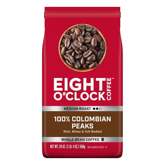 Pack of 2 - Eight Oclock Coffee 100% Colombian Peaks, Medium Roast, Whole Bean Coffee, 20 Ounce, 100% Arabica, Kosher Certified
