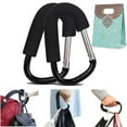 thumbnail image 1 of (Pack of 2) Extra Large Stroller Hooks, Mini-Factory Multi-Purpose Hanger Hooks for Diaper, Shopping Bags, Purses - Black, 1 of 6