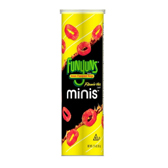 Pack of 2 FUNYUNS Flamin' Hot Minis Onion Rings, 2.8 oz (Package May Vary)