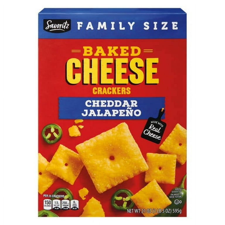 Savoritz Family Size Baked Cheddar Jalapeno Crackers, 21 oz - Pack