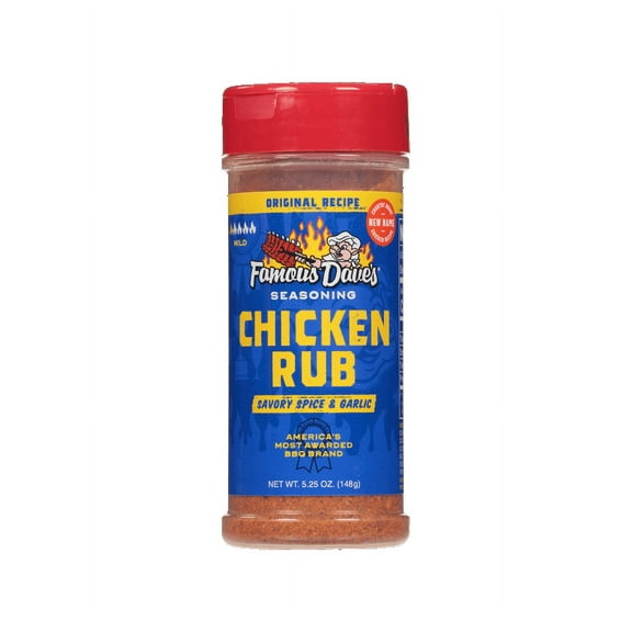 Pack of 2 Famous Daves Chicken Rub Seasoning, Savory Spice & Garlic, 5.25 oz