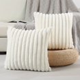 thumbnail image 1 of Pack of 2 Faux Fur Plush Decorative Throw Pillow Covers Luxury Striped Soft Pillowcase Cushion Covers for Sofa Couch Bedroom Cream White, 1 of 7