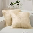thumbnail image 1 of Pack of 2 Faux Fur Throw Pillow Covers Cushion Covers Luxury Soft Decorative Pillowcase Fuzzy Pillow Covers for Bed/Couch, Light Beige 26 x 26 Inches, 1 of 5
