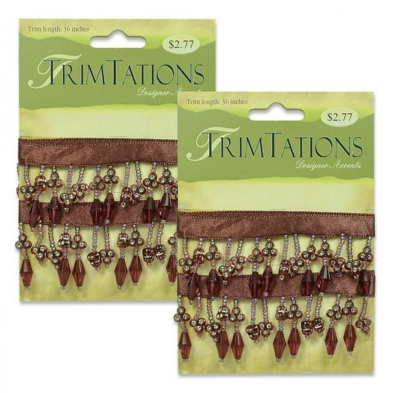 Pack of 2 Faux Rhinestone Flower Fringe Trim Pack of 36"