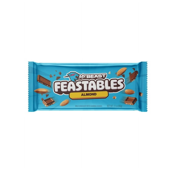 Pack of 2 Feastables MrBeast Almond Chocolate Bar, 2.1 oz (60g), 1 Count