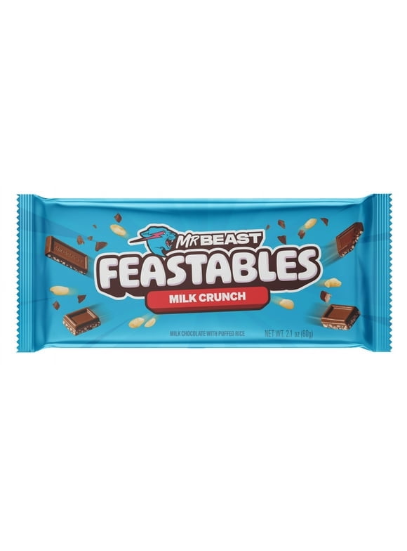 Pack Of 2 Feastables MrBeast Milk Chocolate Crunch Bar, 2.1 Oz (60g), 1 ...