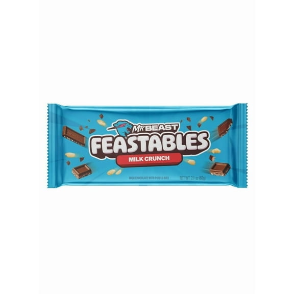 Pack of 2 Feastables MrBeast Milk Chocolate Crunch Bar, 2.1 oz (60g), 1 Count